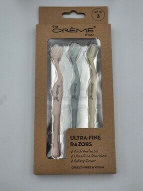 The Crème Shop Ultra-Fine Razors - Pastel Pink, Blue & Cream Set of 3 NIB